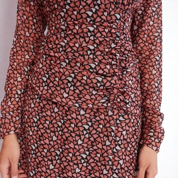 NWT Finders Keepers Amour Long Sleeve Heart Print Midi Dress - Picture 4 of 13